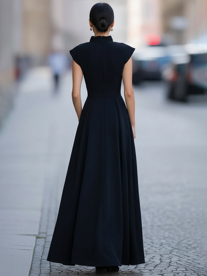 Olivia Bennet | Draped Cap-Sleeve Maxi Dress With Defined Waist