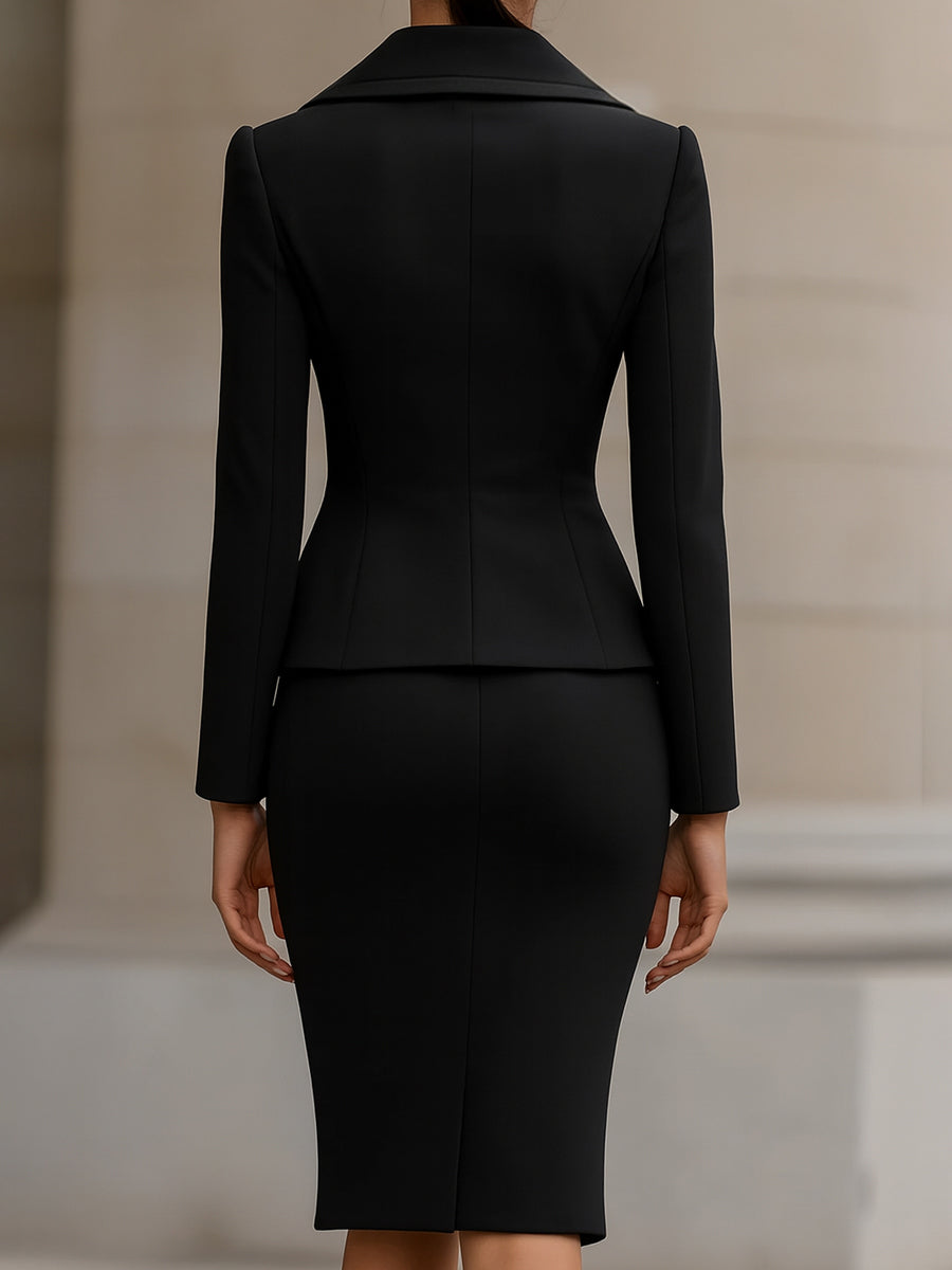 Olivia Bennet | Elegant Two-Piece Suit With Tailored Blazer And Pencil Skirt