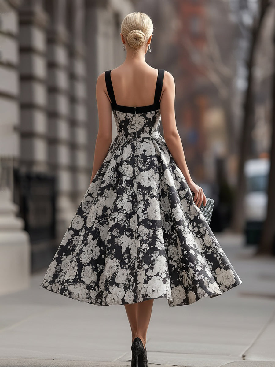 Olivia Bennet | Square Neck Floral A-Line Maxi Dress
