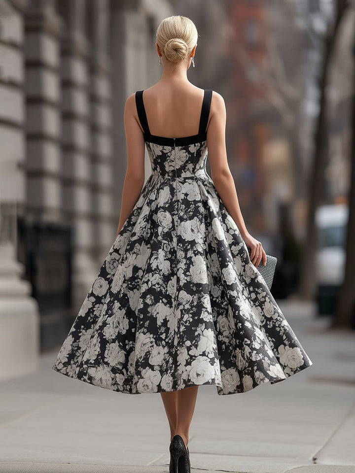 Olivia Bennet | Square Neck Floral A-Line Maxi Dress