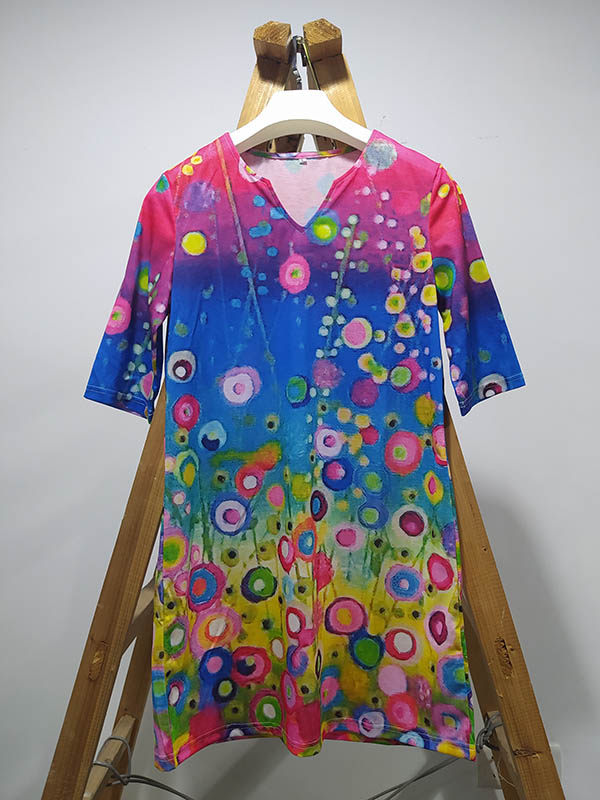 Olivia Bennet | Original Printing V-Neck Short Sleeve Mini Dress