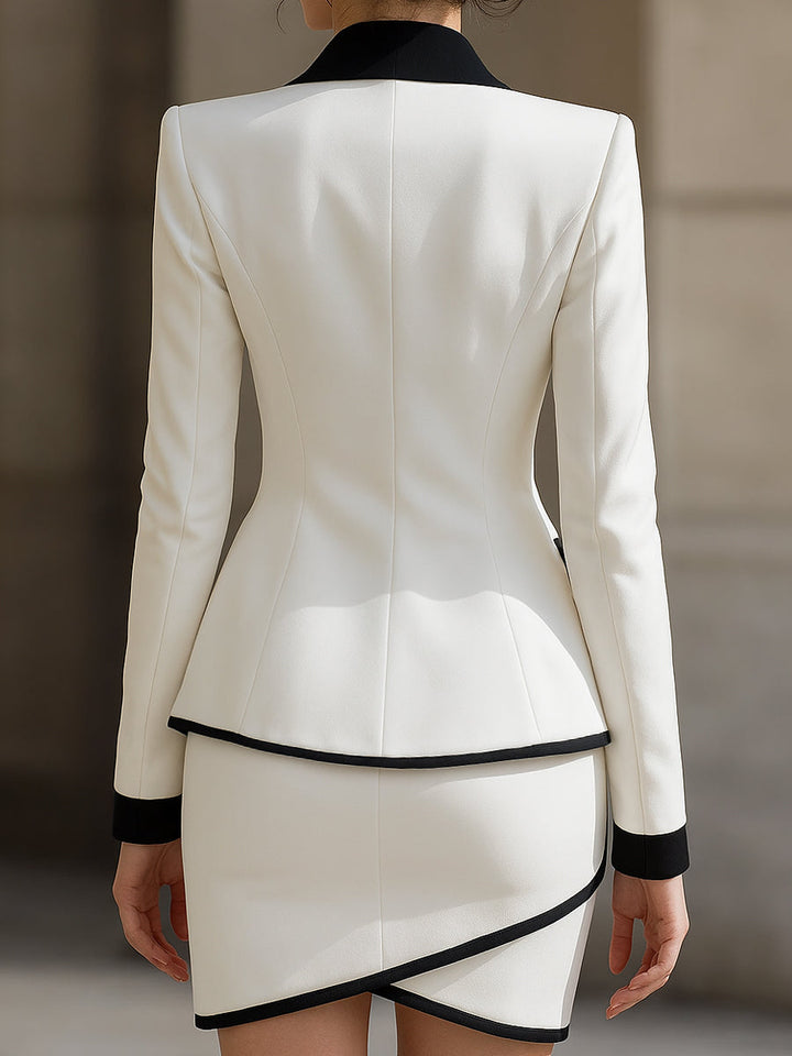 Olivia Bennet | Contrast Trim Tuxedo Blazer And Skirt Set