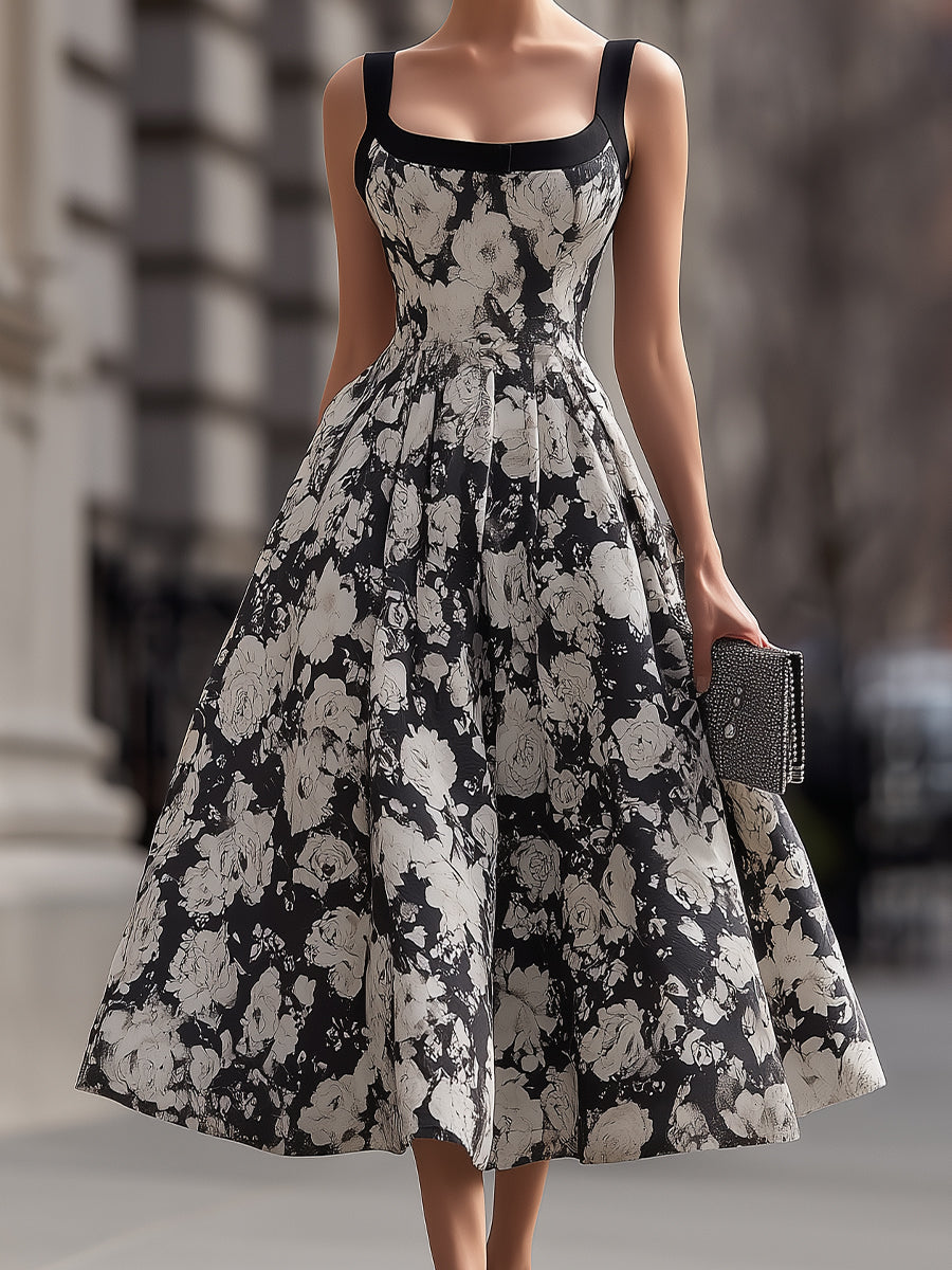 Olivia Bennet | Square Neck Floral A-Line Maxi Dress