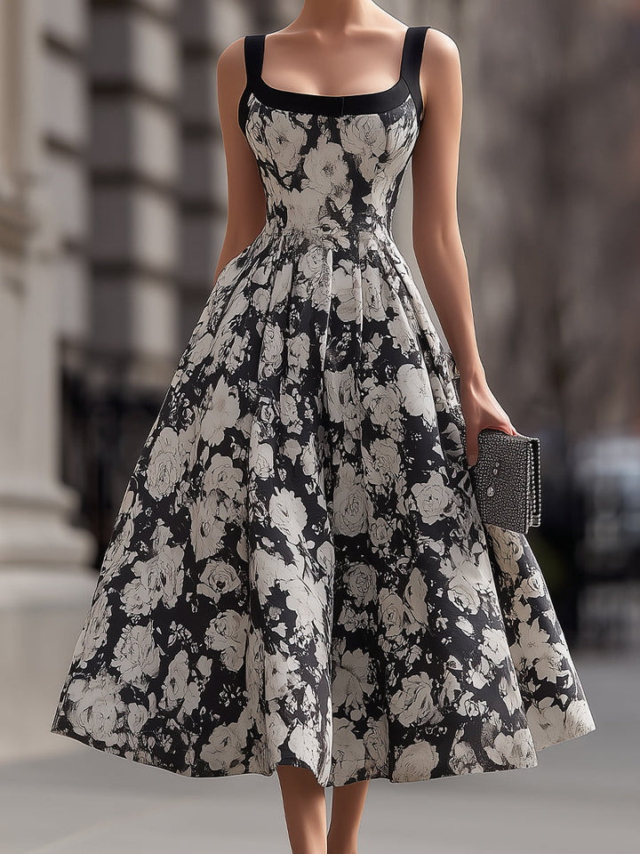 Olivia Bennet | Square Neck Floral A-Line Maxi Dress