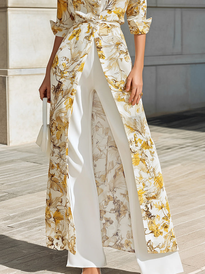 Olivia Bennet | Floral Printed Chiffon Shirt Dress