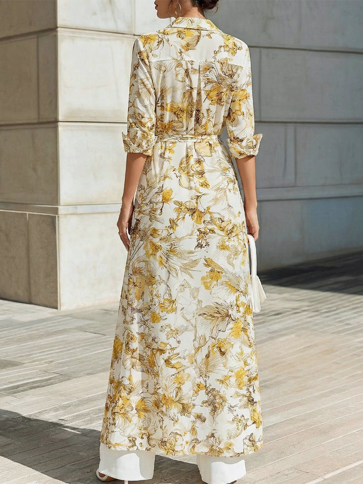 Olivia Bennet | Floral Printed Chiffon Shirt Dress