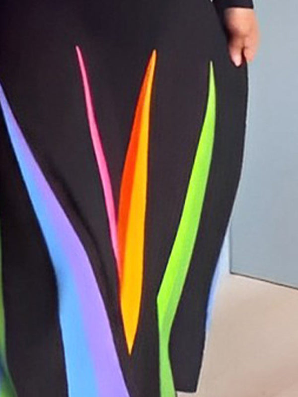 Olivia Bennet | Long Sleeves Skinny Buttoned Printed Lapel Maxi Dresses