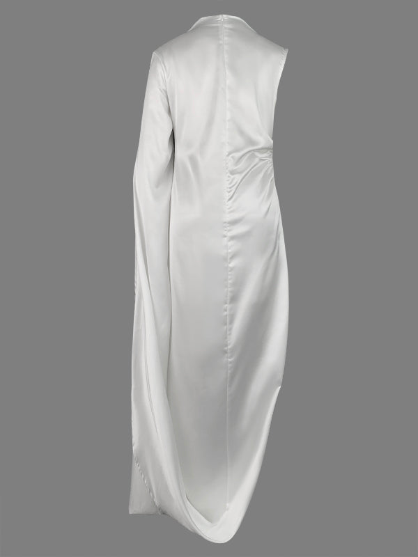 Olivia Bennet | Solid Color Split-Side All-Match Flying Sleeves Maxi Dresses