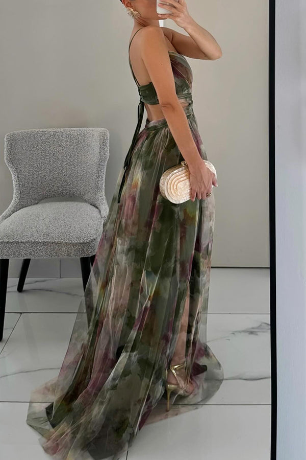 | Maxi Dress - Elegant Pleated