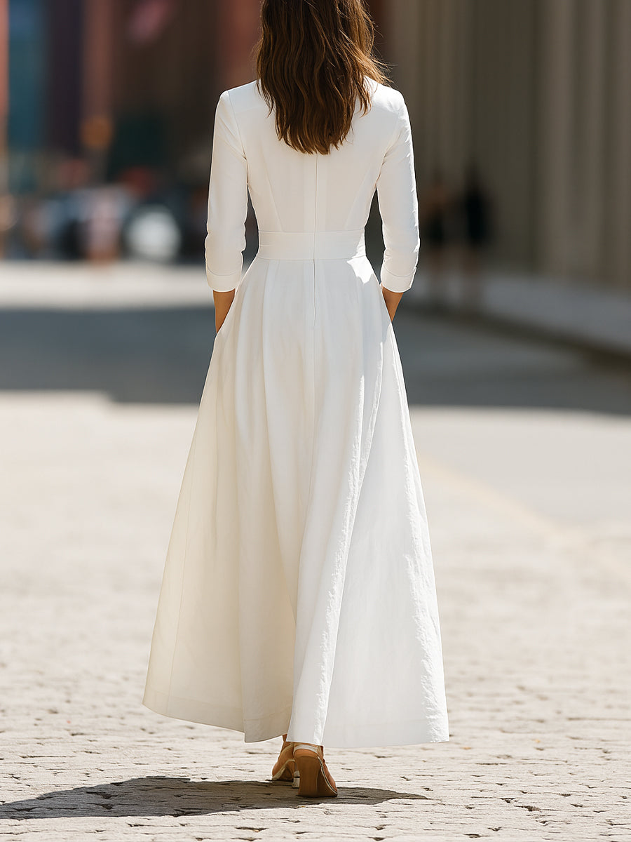 Olivia Bennet | White Longline Structured Maxi Dress