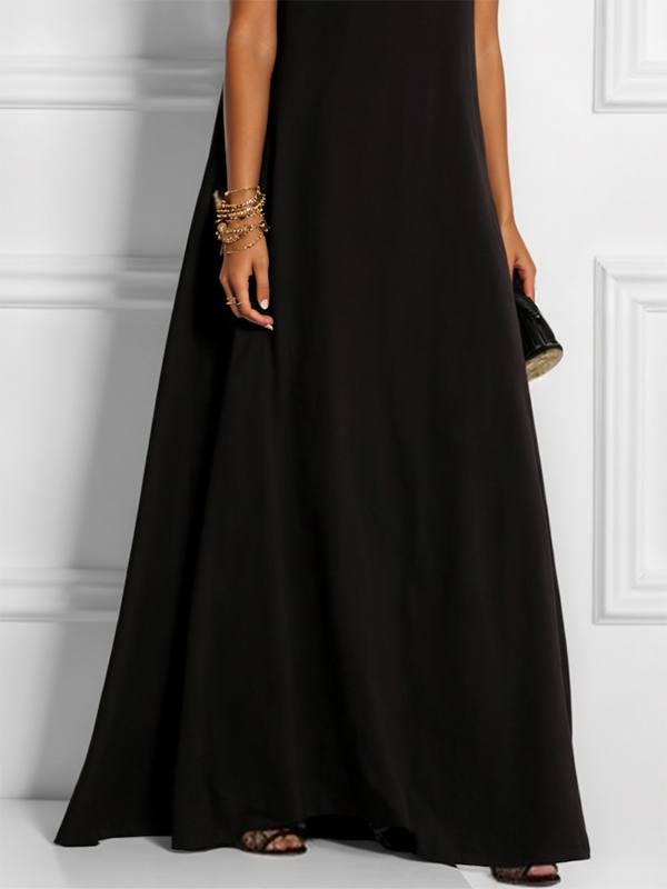 Olivia Bennet | Loose Sleeveless Hollow Solid Color Split-Joint Round-Neck Maxi Dresses