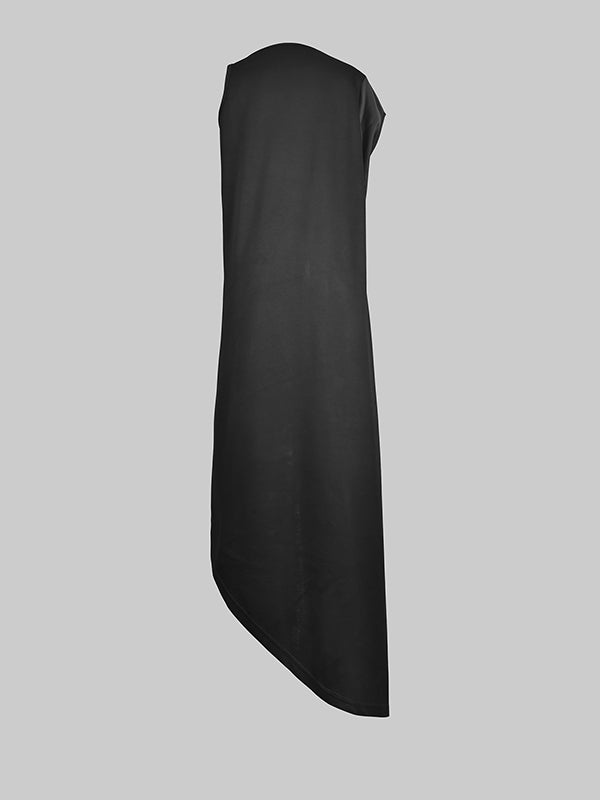 Olivia Bennet | High-low Loose Asymmetric Solid Color Split-side Round-neck Maxi Dresses