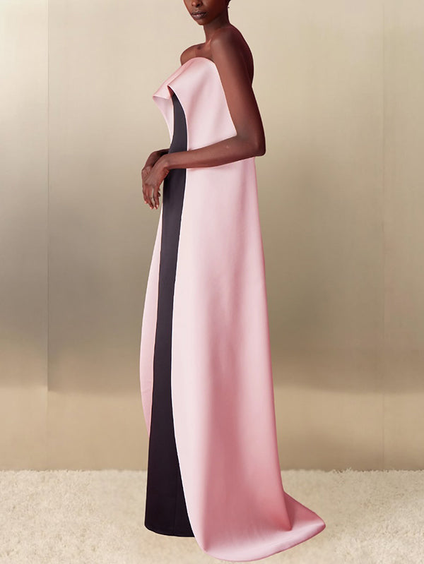 Olivia Bennet | Loose Sleeveless Contrast Color Tube Maxi Dresses