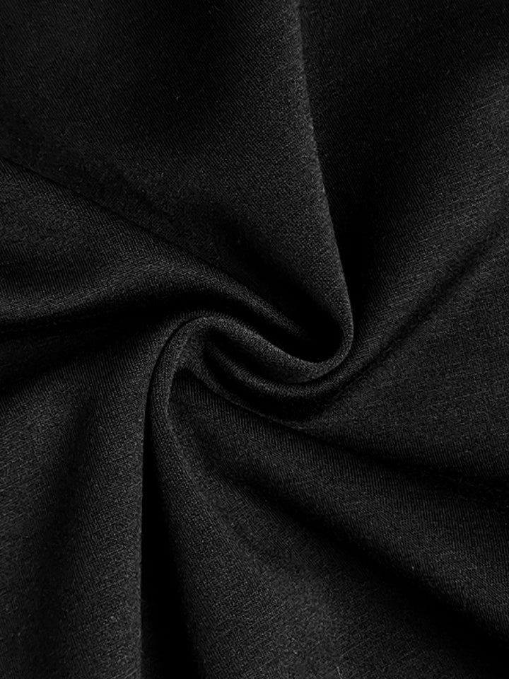 Olivia Bennet | Long Sleeves Loose Asymmetric Buttoned Split-Joint Split-Side Mock Neck Maxi Dresses
