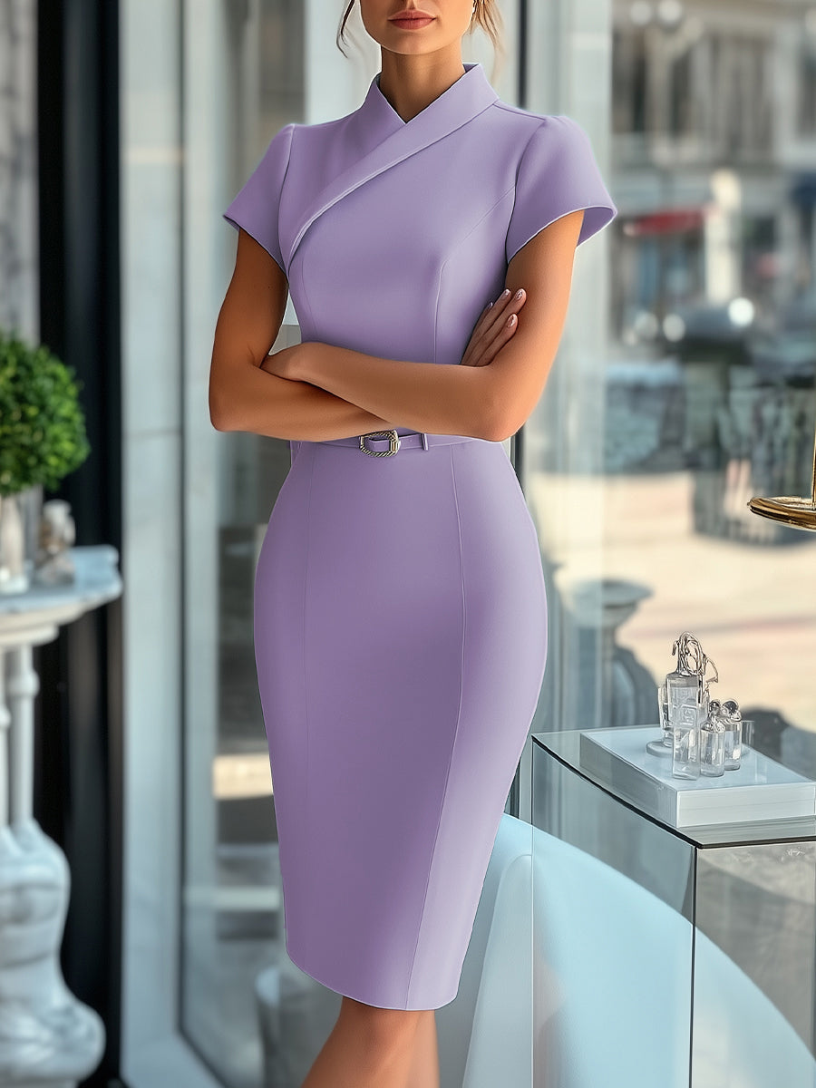 Olivia Bennet | Sky Blue Asymmetrical Belted Dress