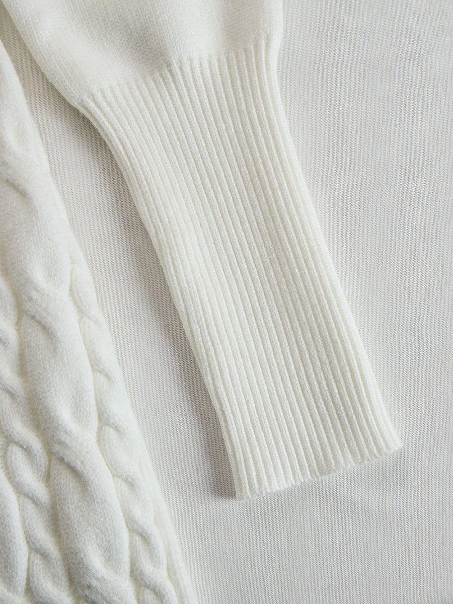 Olivia Bennet | Ivory Zip-Front Knitted Sweater Dress