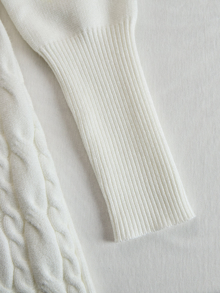 Olivia Bennet | Ivory Zip-Front Knitted Sweater Dress