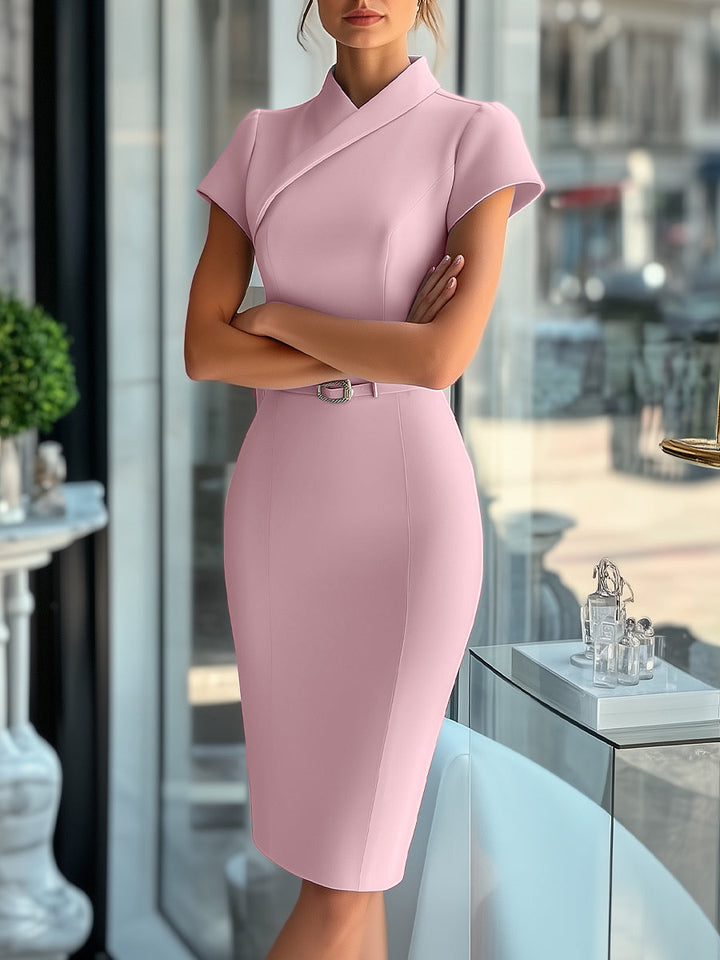 Olivia Bennet | Sky Blue Asymmetrical Belted Dress
