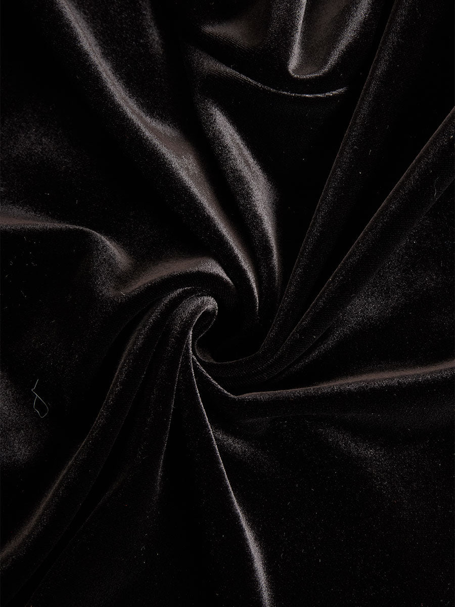 Olivia Bennet | Elegant Black Velvet And Satin Midi Dress