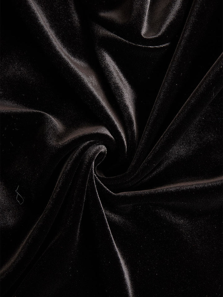 Olivia Bennet | Elegant Black Velvet And Satin Midi Dress