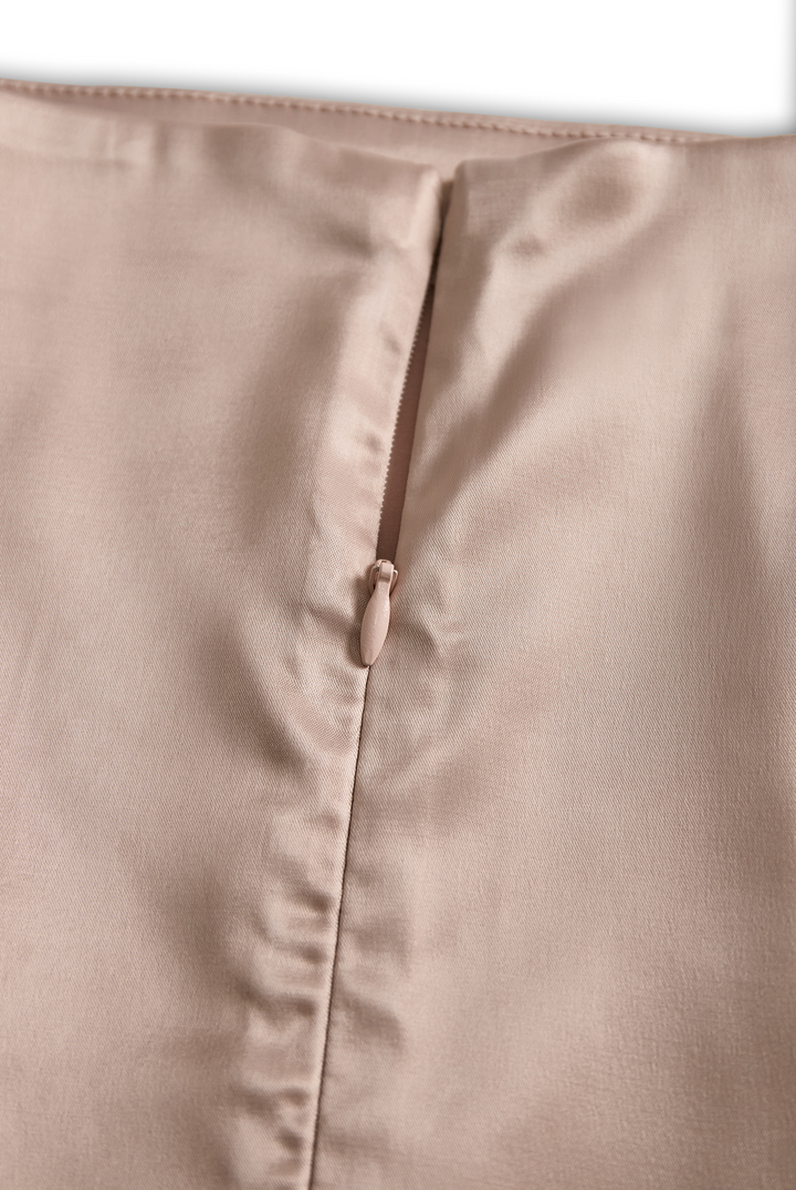 Olivia Bennet | Champagne Square-Neck Mini Satin Dress