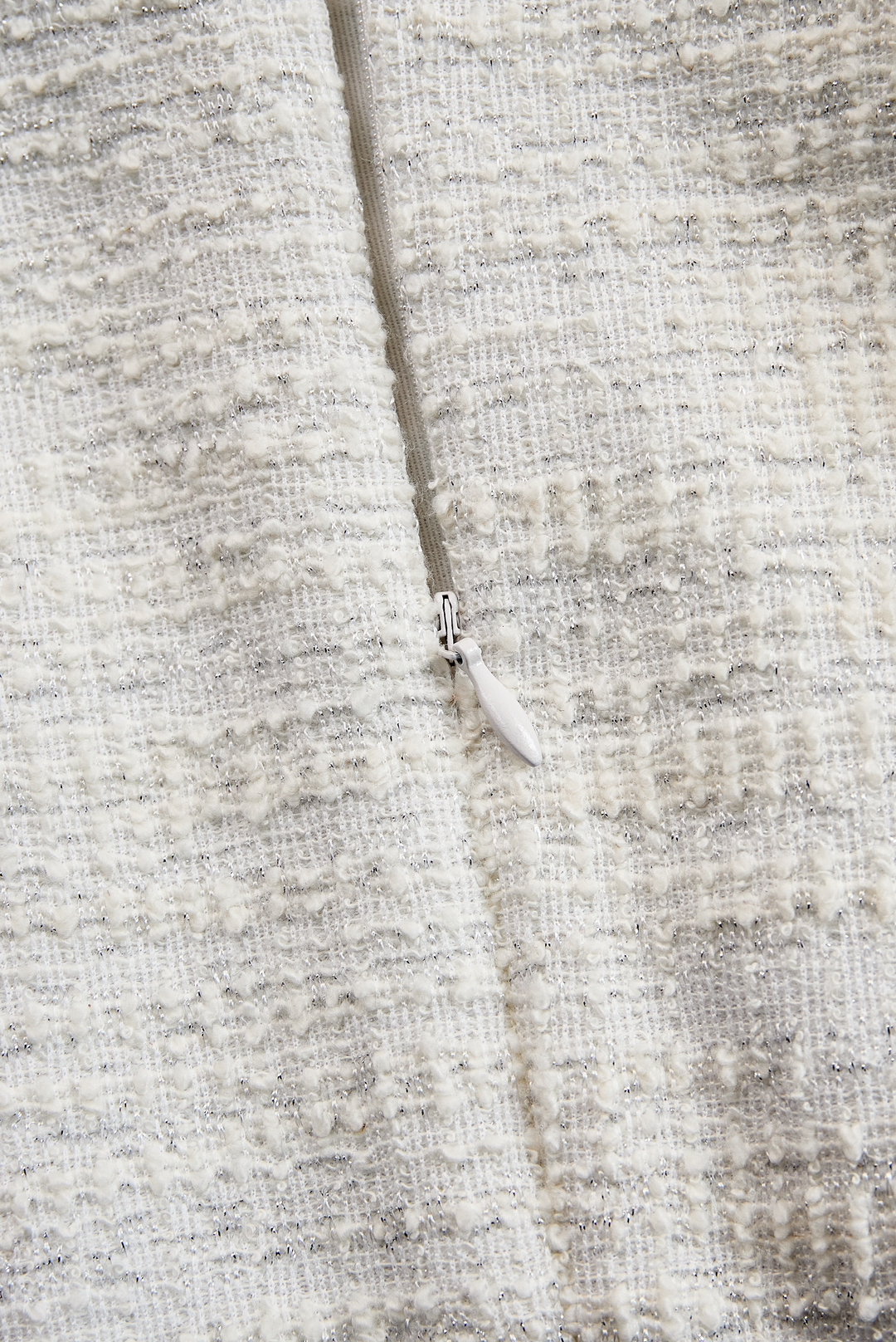 Olivia Bennet | Ivory Tiered Fringe Tweed Dress
