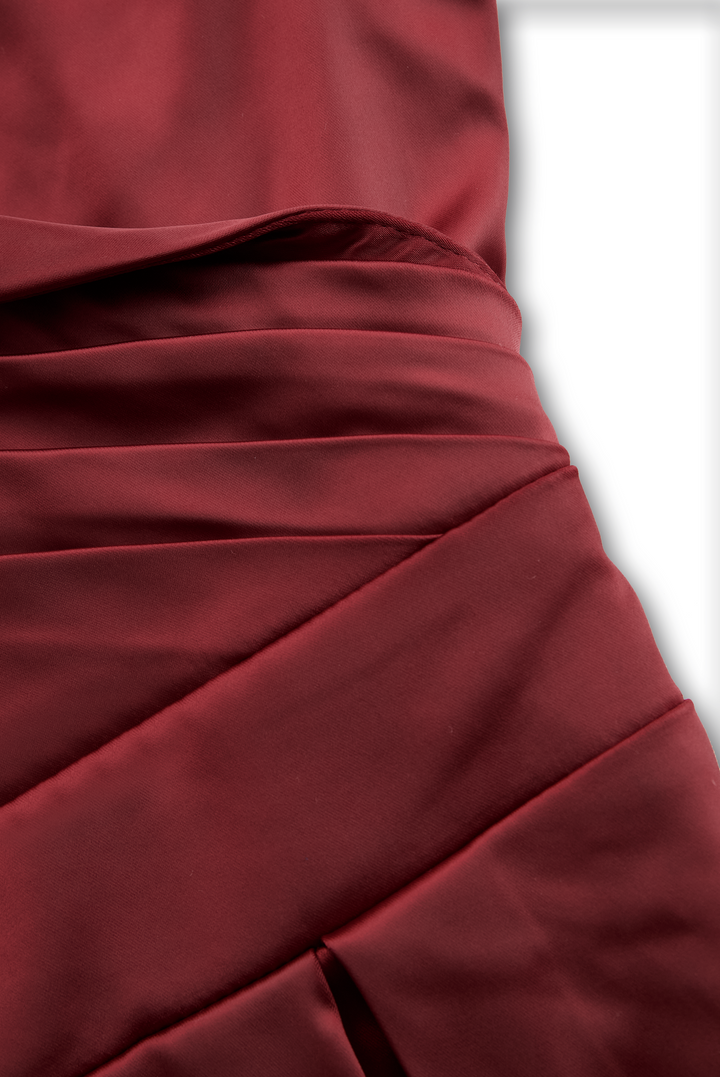Olivia Bennet | Draped-Collar Midi Satin Dress