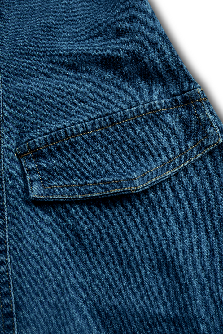 Olivia Bennet | Vibrant Blue Halter Denim Mini Dress