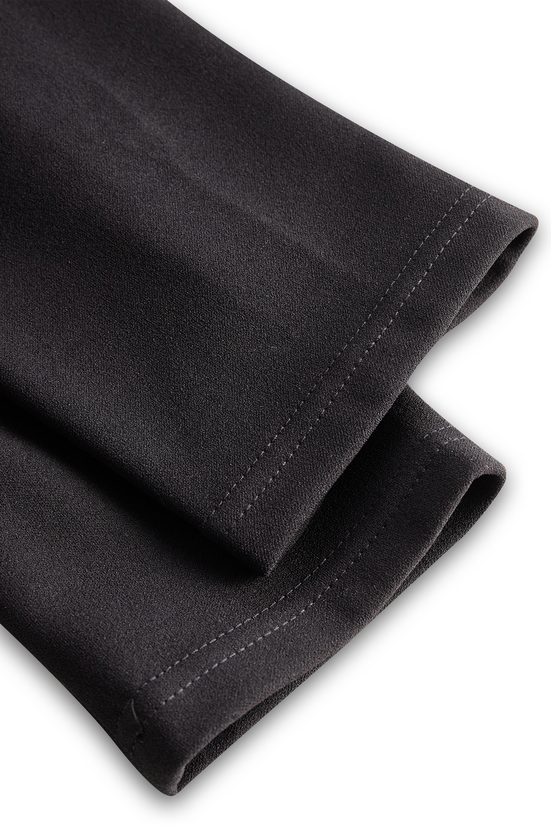 Olivia Bennet | Black Belted Mandarin Collar Structured Crepe Dress