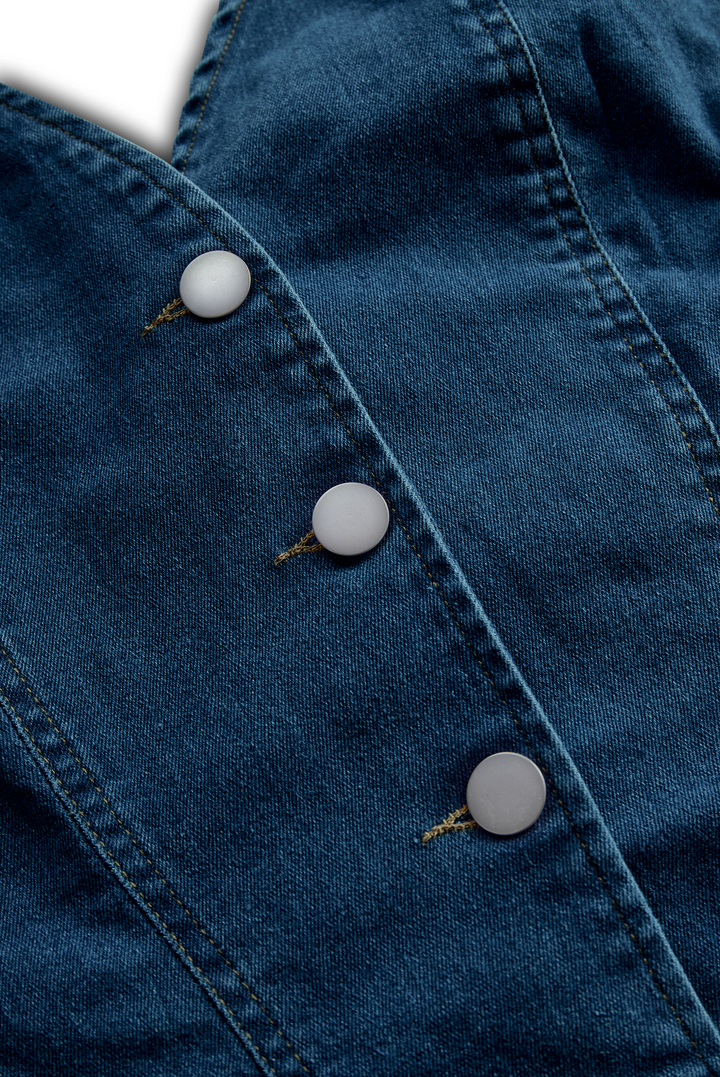 Olivia Bennet | Vibrant Blue Halter Denim Mini Dress