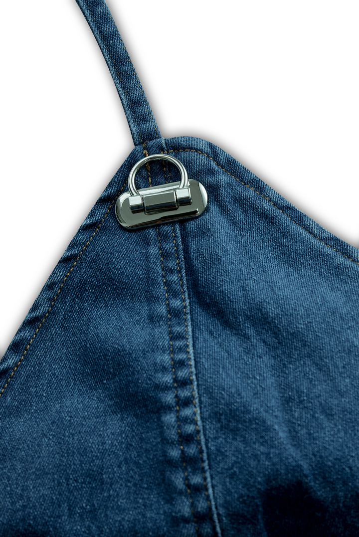 Olivia Bennet | Vibrant Blue Halter Denim Mini Dress