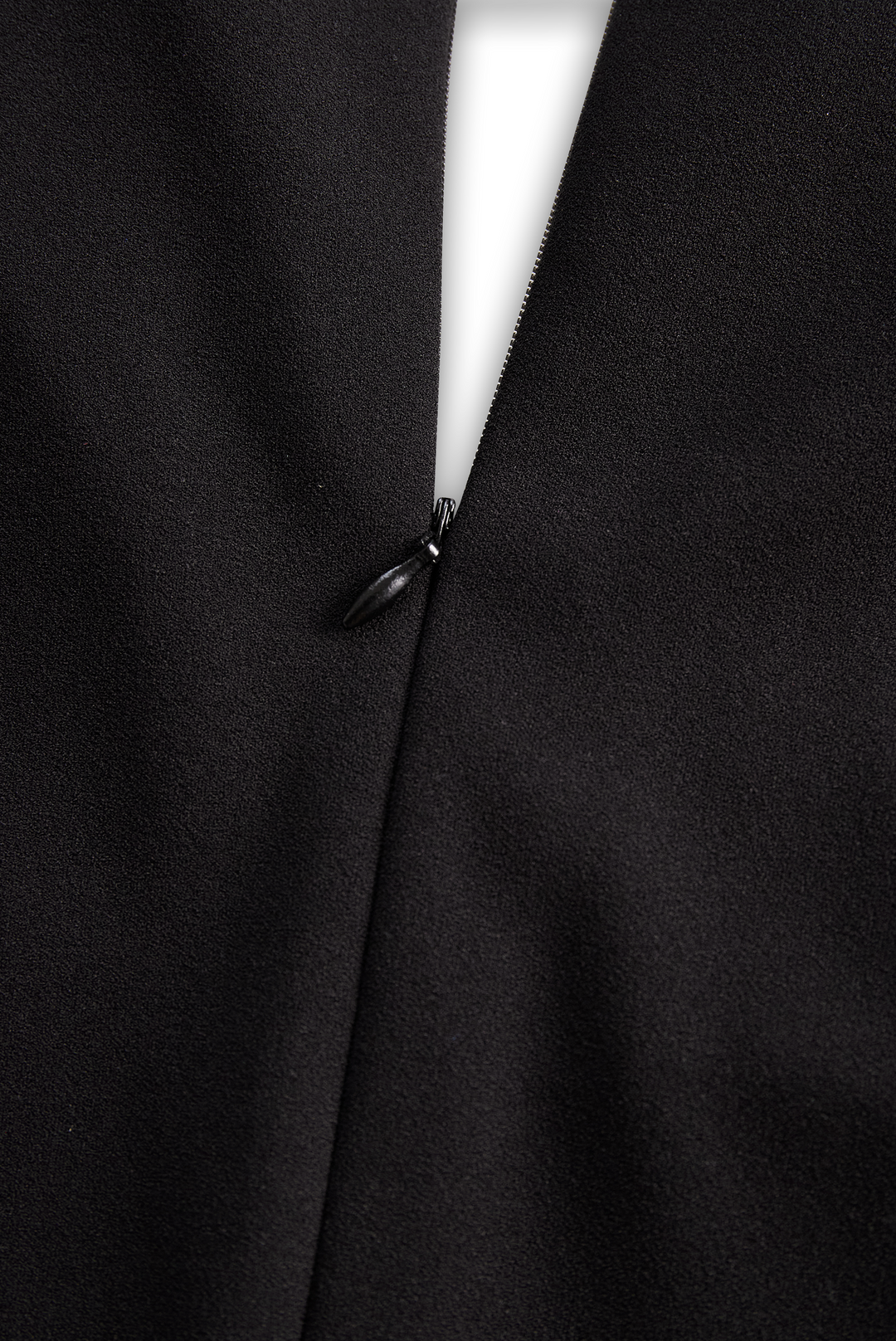 Olivia Bennet | Black Belted Mandarin Collar Structured Crepe Dress