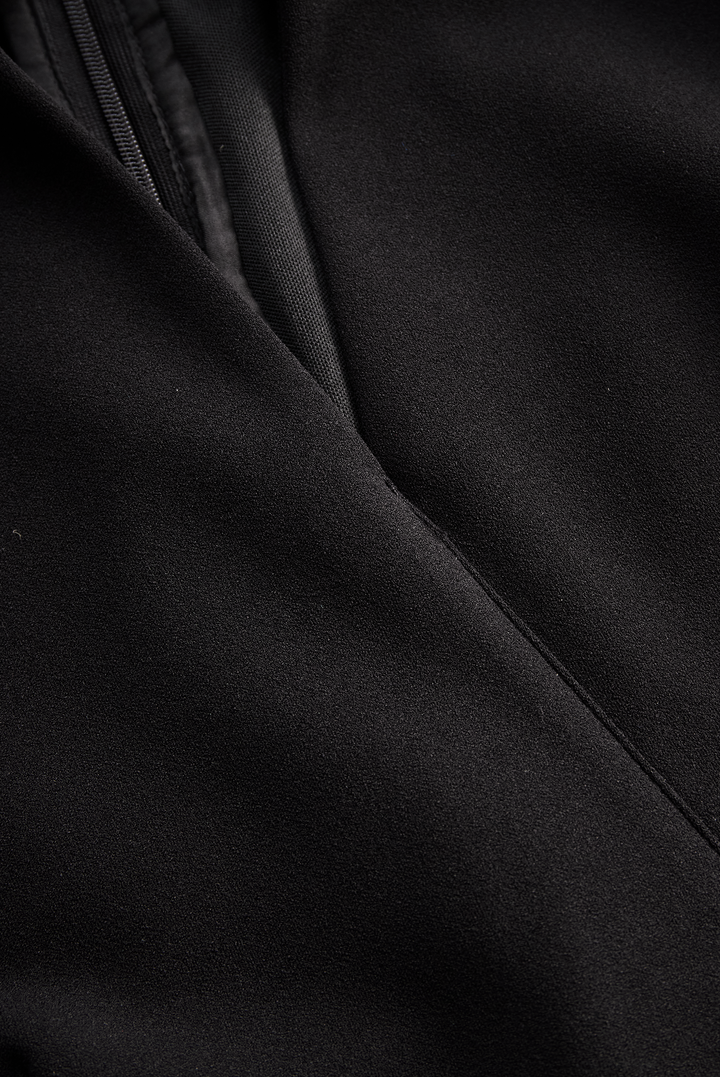Olivia Bennet | Black Belted Mandarin Collar Structured Crepe Dress