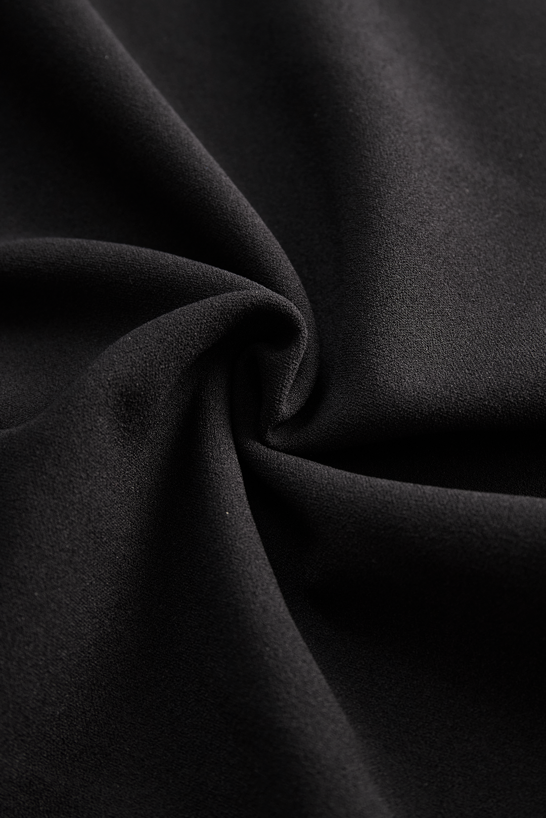 Olivia Bennet | Black Belted Mandarin Collar Structured Crepe Dress