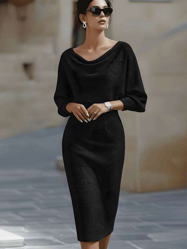 Olivia Bennet | White Draped Batwing Jersey Midi Dress