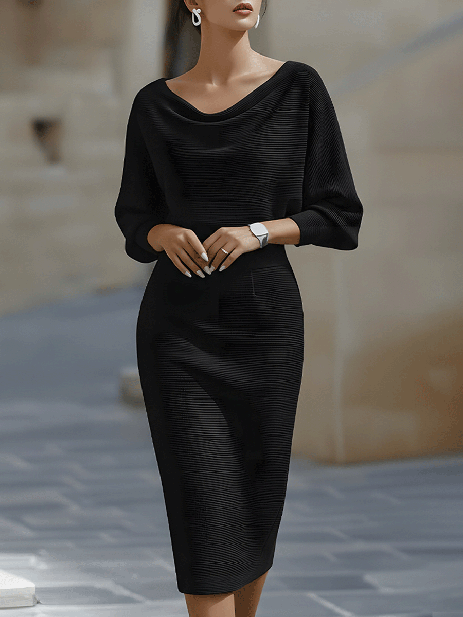 Olivia Bennet | White Draped Batwing Jersey Midi Dress