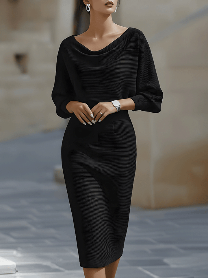 Olivia Bennet | White Draped Batwing Jersey Midi Dress