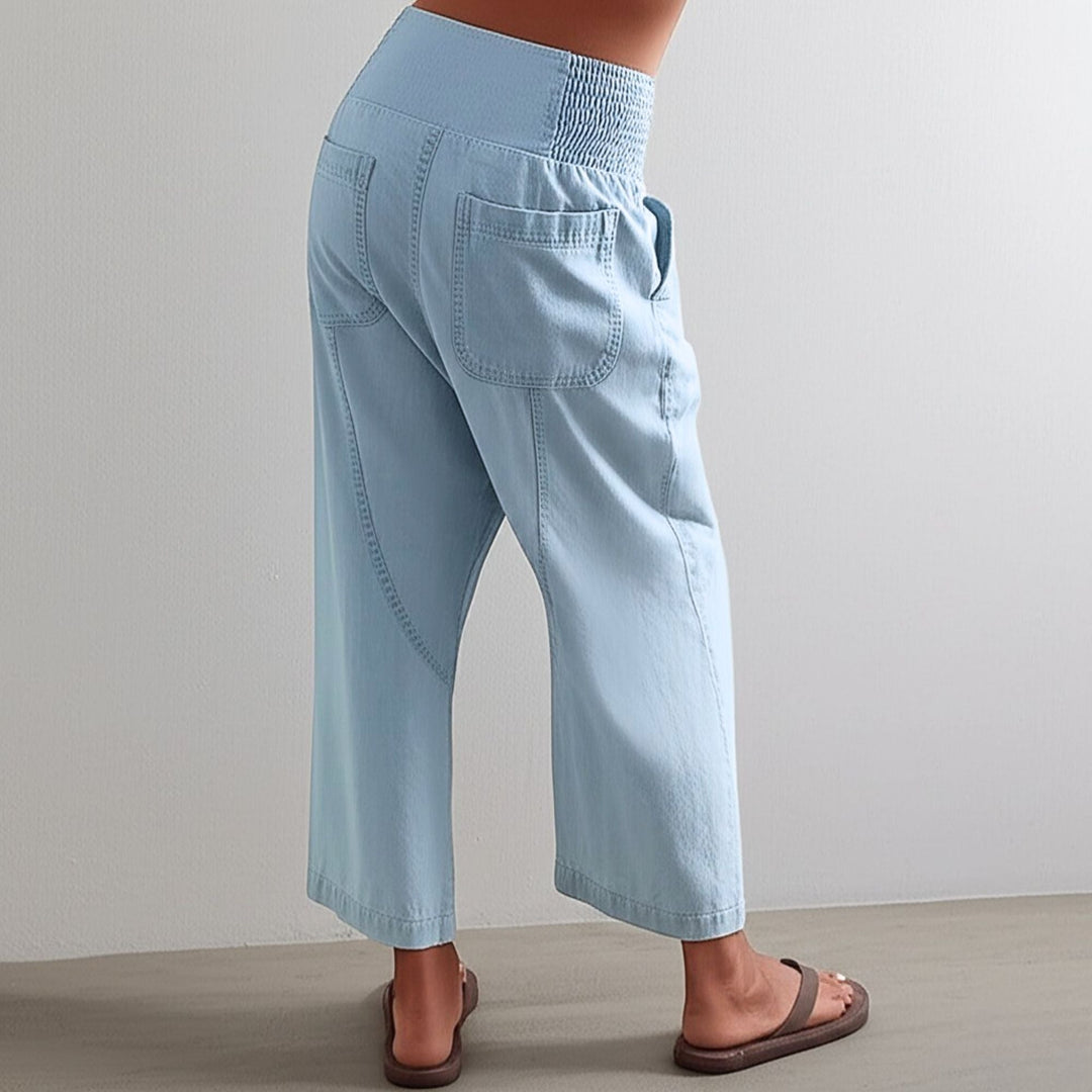 Olivia Bennet | Wide Leg Pant for Women in Soft Fabric, Relaxed Fit, Neutral Color