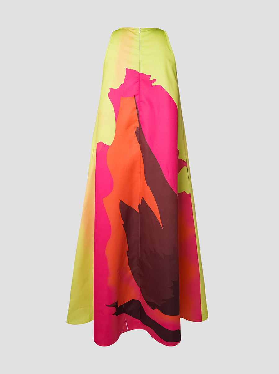 Olivia Bennet | Loose Sleeveless Multi-Colored Round-Neck Maxi Dresses
