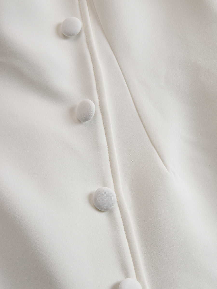Olivia Bennet | Asymmetrical Hem Button-Front Dress