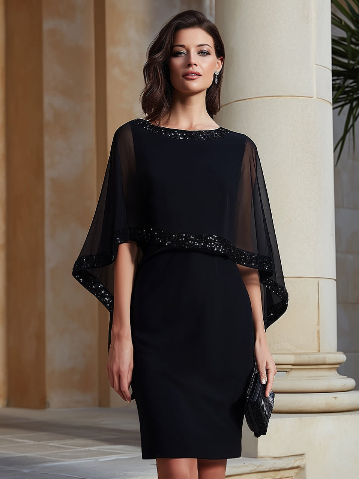 Olivia Bennet | Embellished Cape-Sleeve Sheath Dress