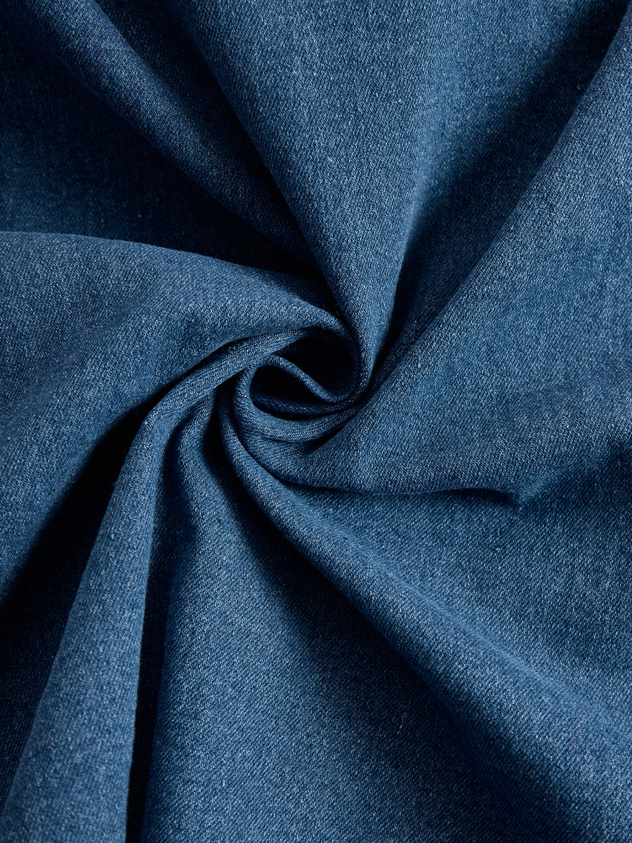 Olivia Bennet | Elegant Zippered Belted Denim Midi Dress