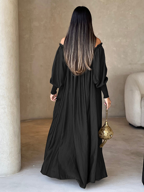 Olivia Bennet | Loose Solid Color Long Sleeves Maxi Dresses