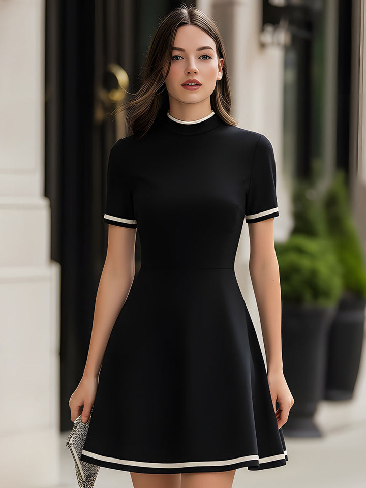 Olivia Bennet | Contrast-Trim Fit-and-Flare Mini Dress