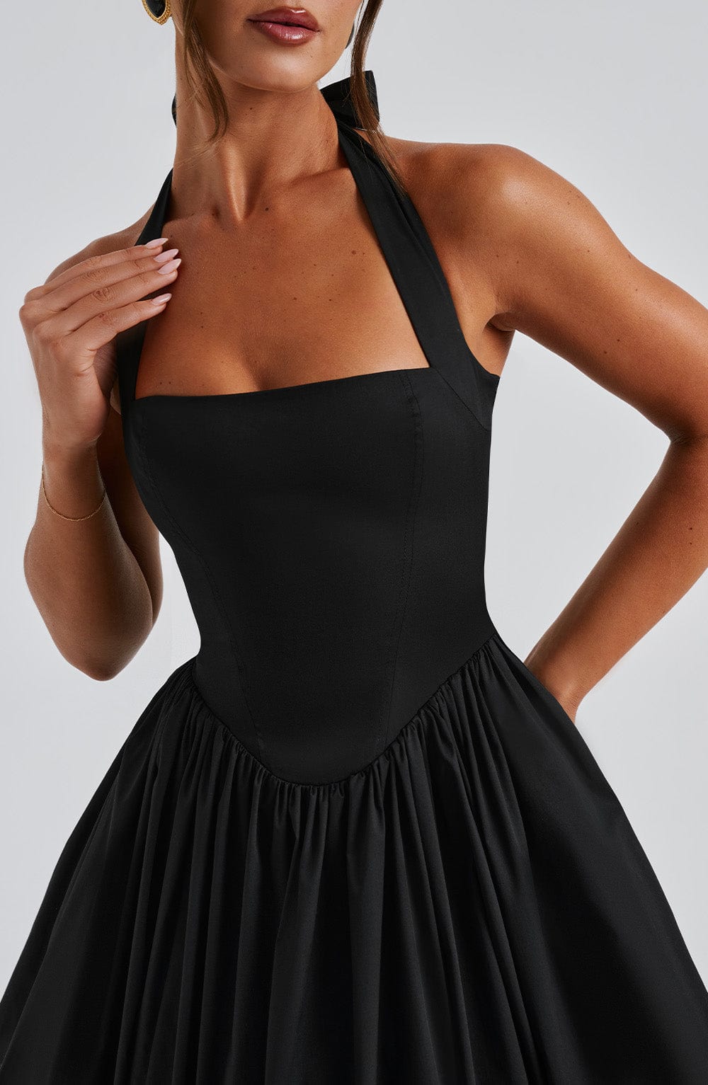 Women Wedding Guest Halter Midi Dress