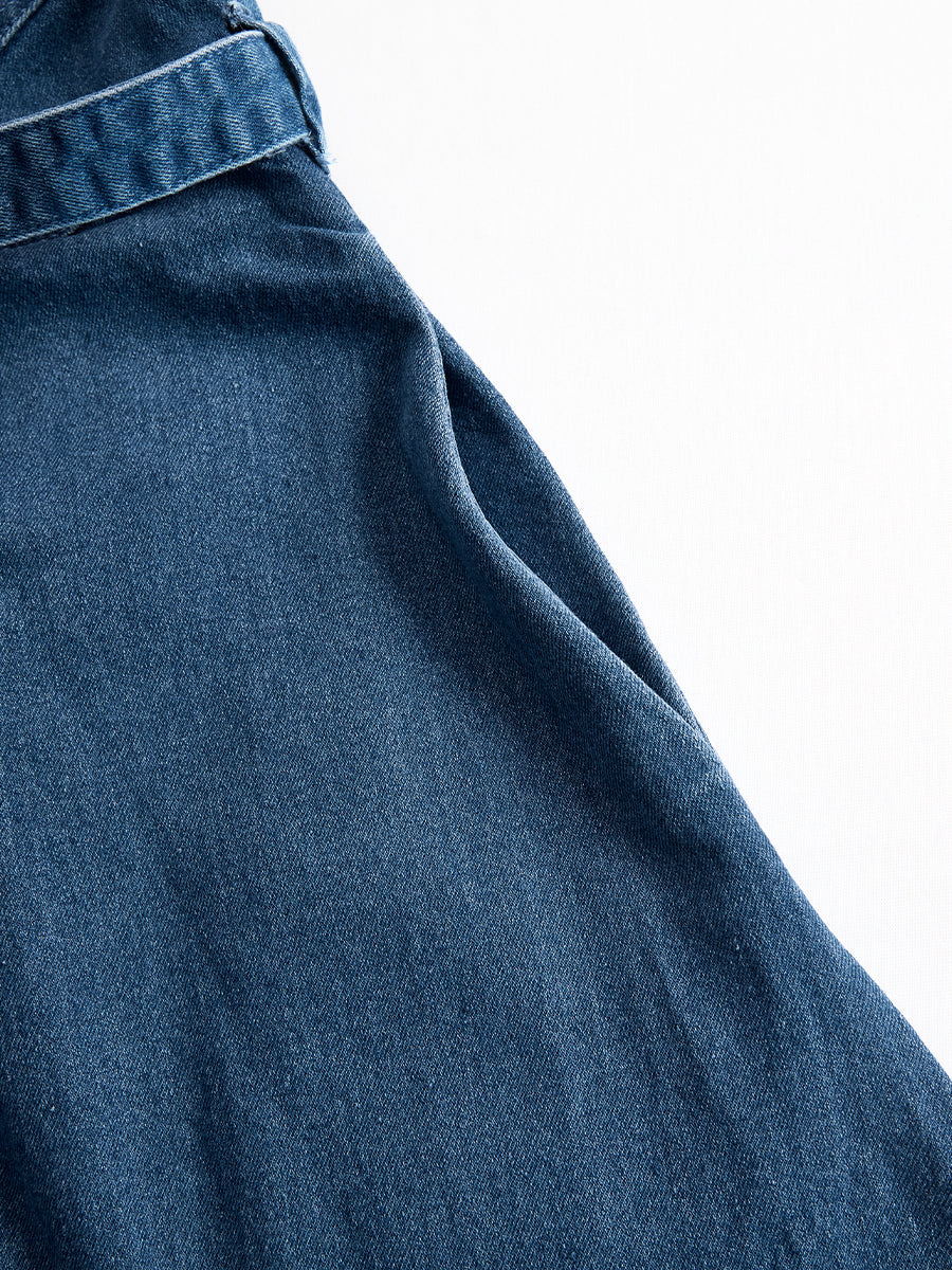 Olivia Bennet | Elegant Zippered Belted Denim Midi Dress