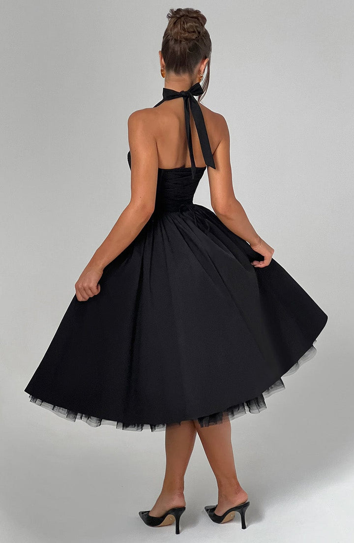Women Wedding Guest Halter Midi Dress