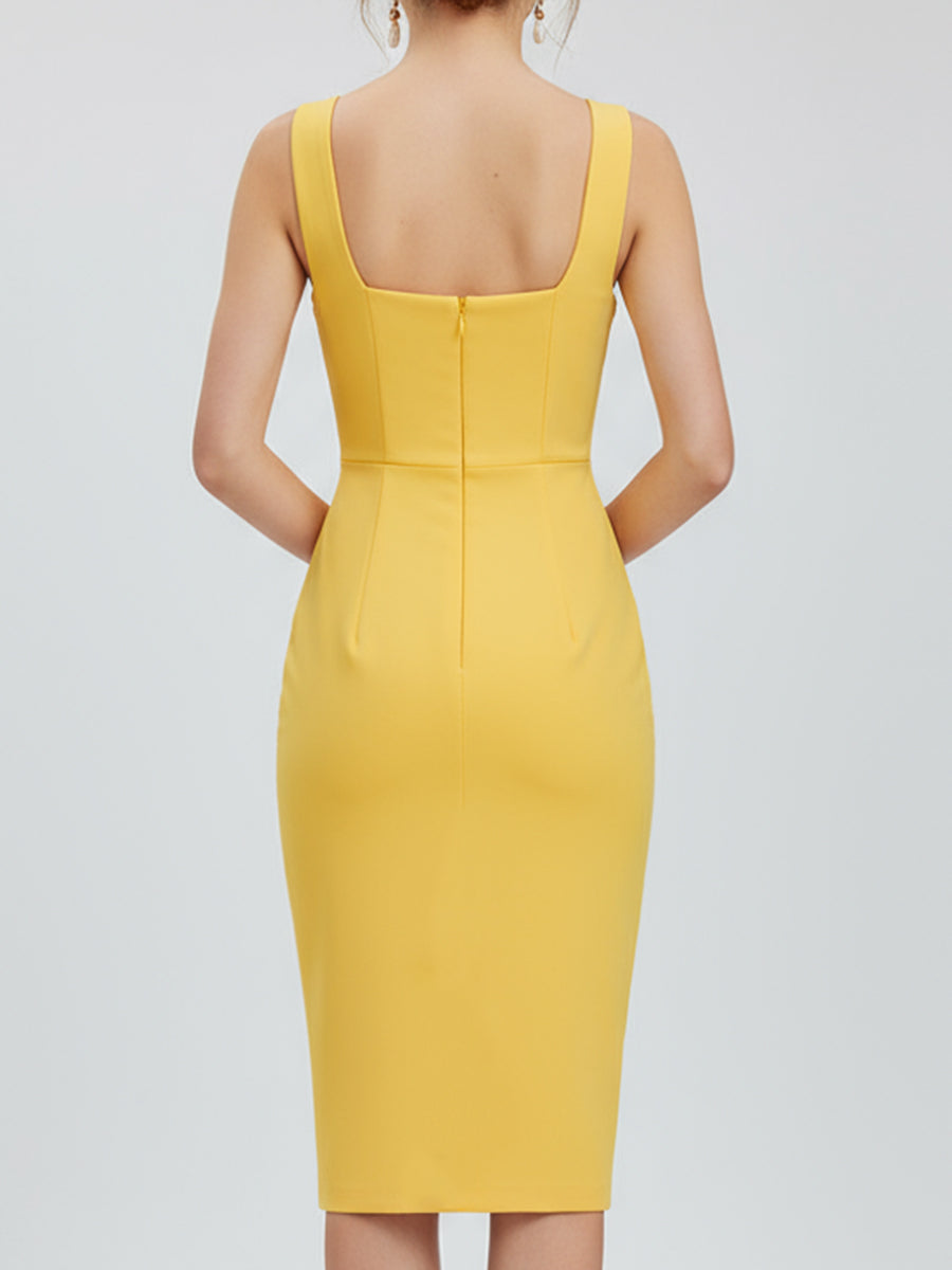 Olivia Bennet | Square-Neck Bodycon Stretch-Knit Dress