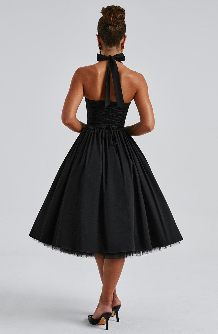 Women Wedding Guest Halter Midi Dress