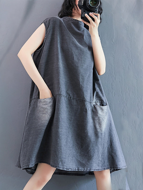Olivia Bennet | Original Split-Joint With Pocket Denim Dress